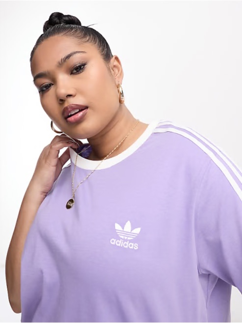 adidas Lavender Trefoil Sweatshirt with White Trim - Women